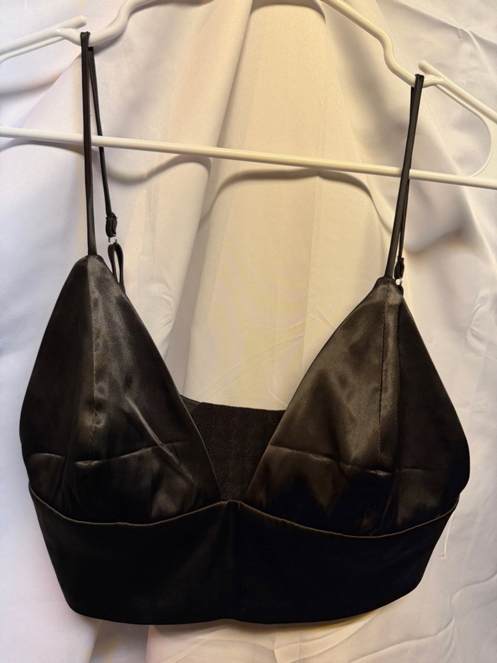 Black Satin Bralette - Women cute as a layer or a peekaboo top